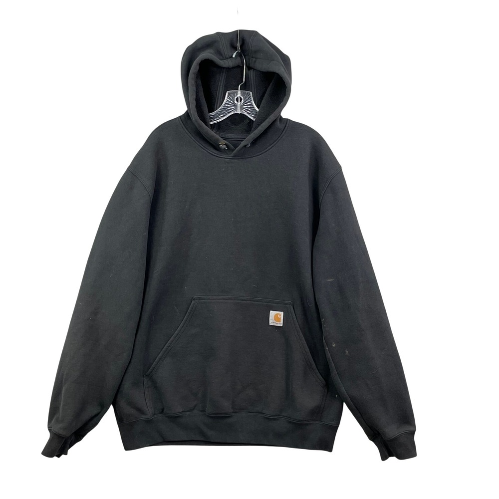 Carhartt Hoodie‎ Mens XL Black Graphic Sleeve Logo Pullover Workwear K288 BLK